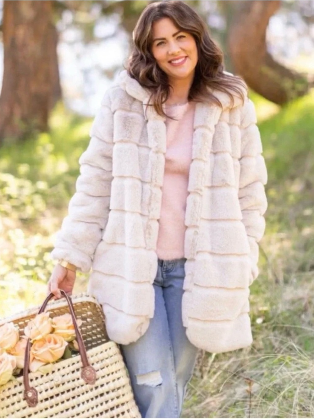 Joe Fresh x Jillian Harris Fall Capsule Collection. Plush Cream Teddy Jacket